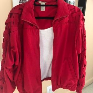 Vintage Red Lattice Bomber